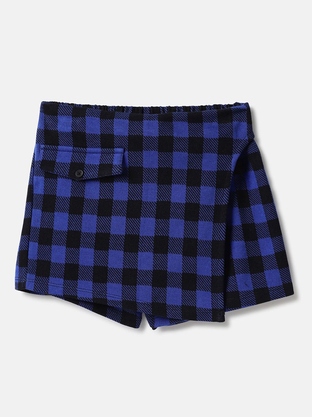 

United Colors of Benetton Girls Checked Pure Cotton Mini Skorts, Blue