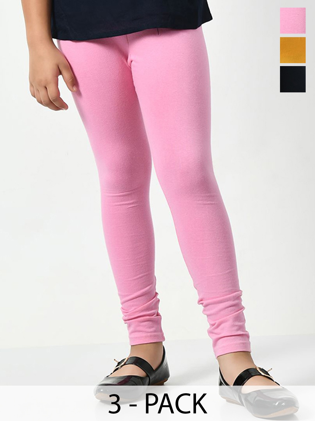 

KAYU Girls Pack Of 3 Ankle Length Leggings, Black