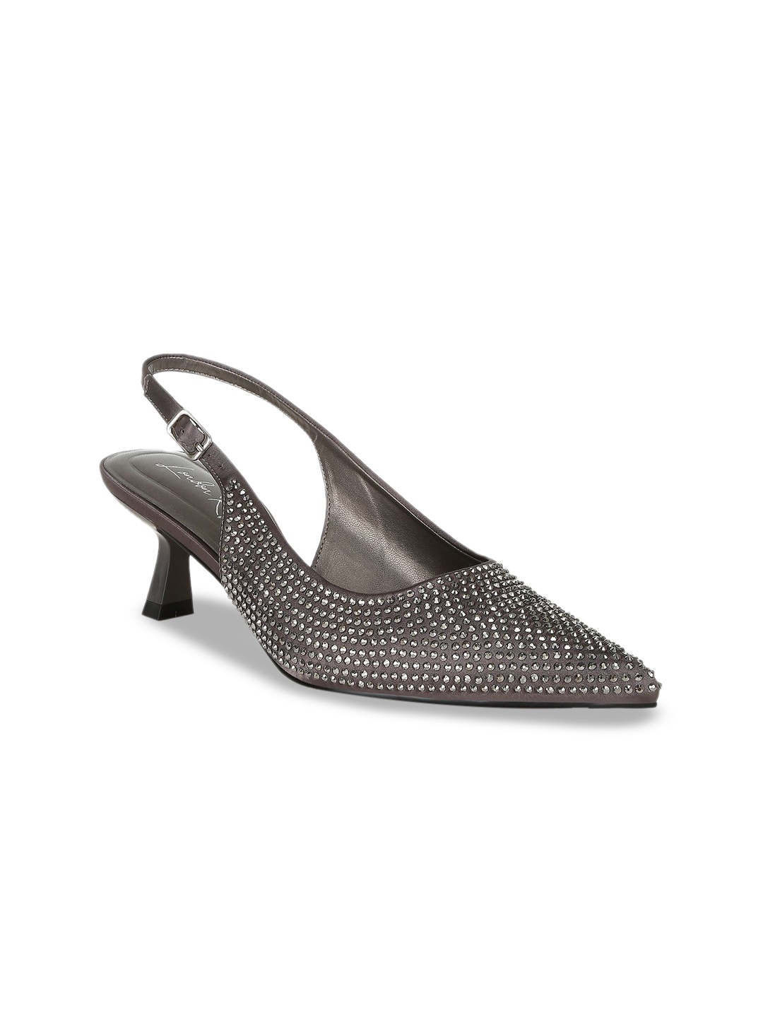 

London Rag Women Embellished Kitten Heels Pumps, Grey