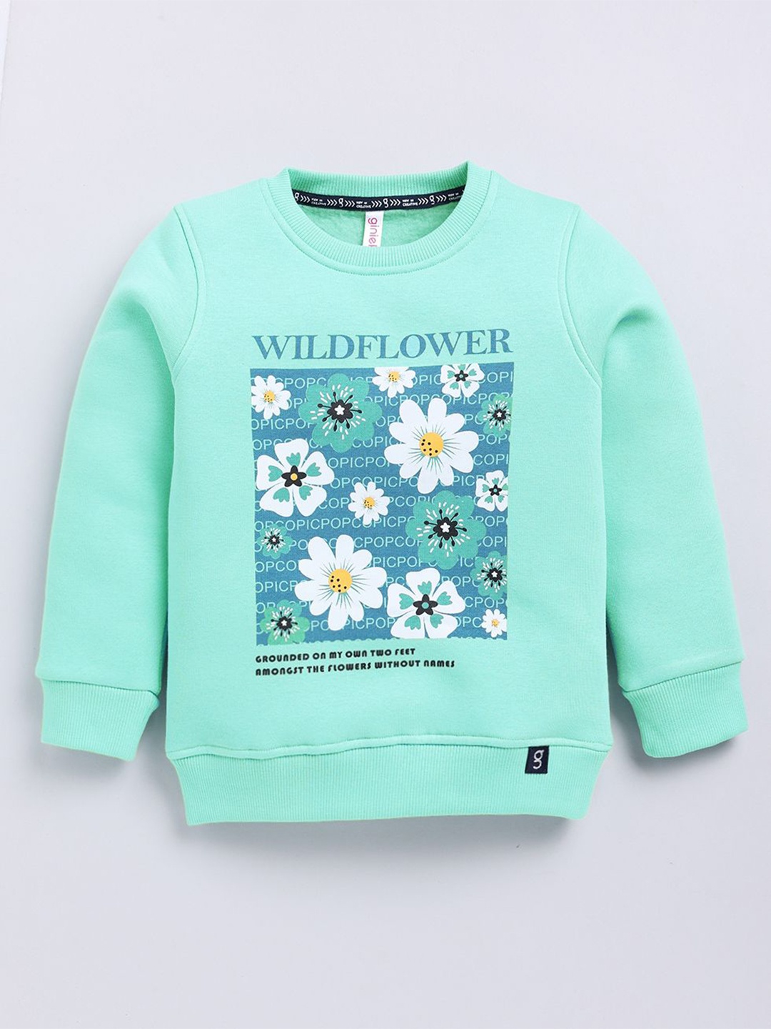 

Ginie Boys Floral Printed Round Neck Cotton Pullover Sweatshirt, Green