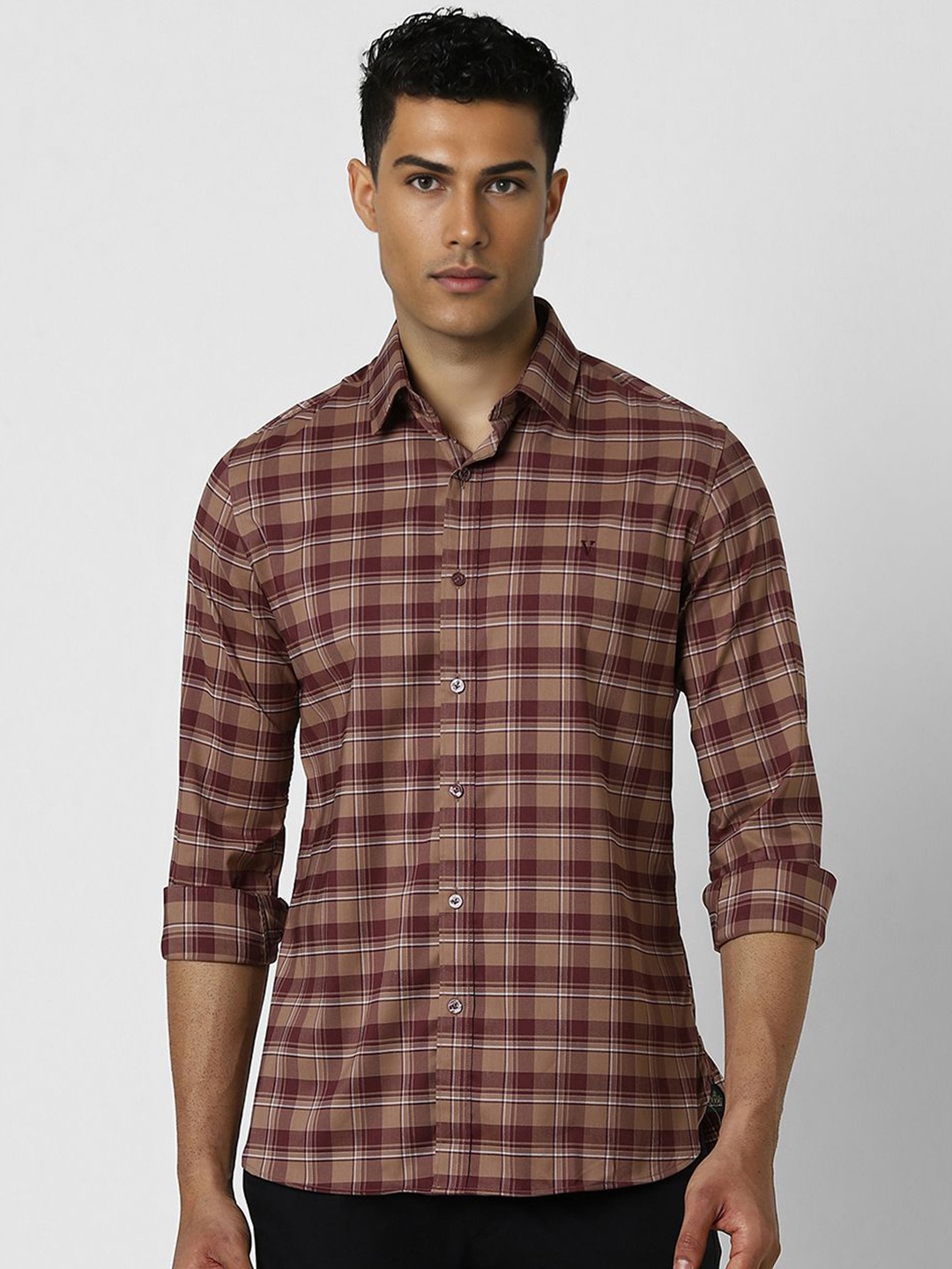 

Van Heusen Sport Men Slim Fit Tartan Checks Casual Shirt, Brown