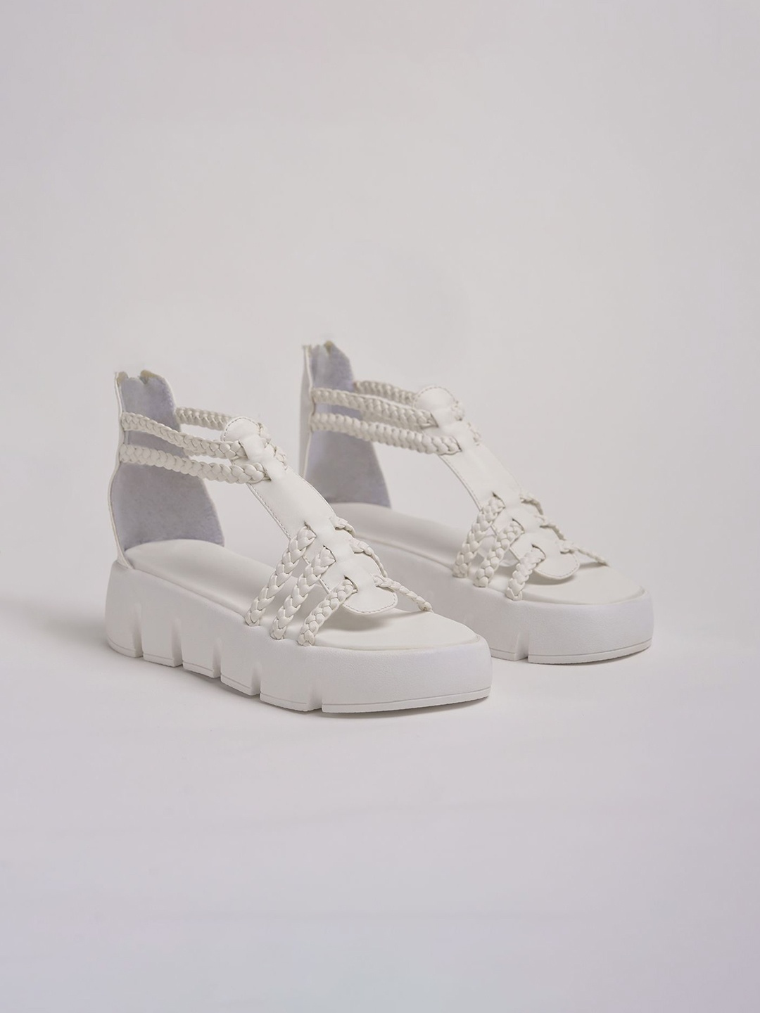 

Street Style Store Women Ankle Loop Open Toe Flats, White