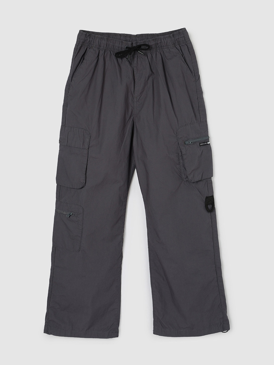 

max Boys Pure Cotton Mid-Rise Cargos, Black