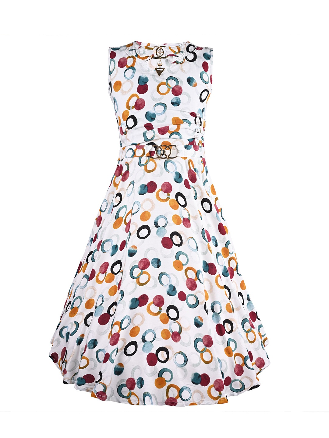 

Wish Karo Print Fit & Flare Dress, White