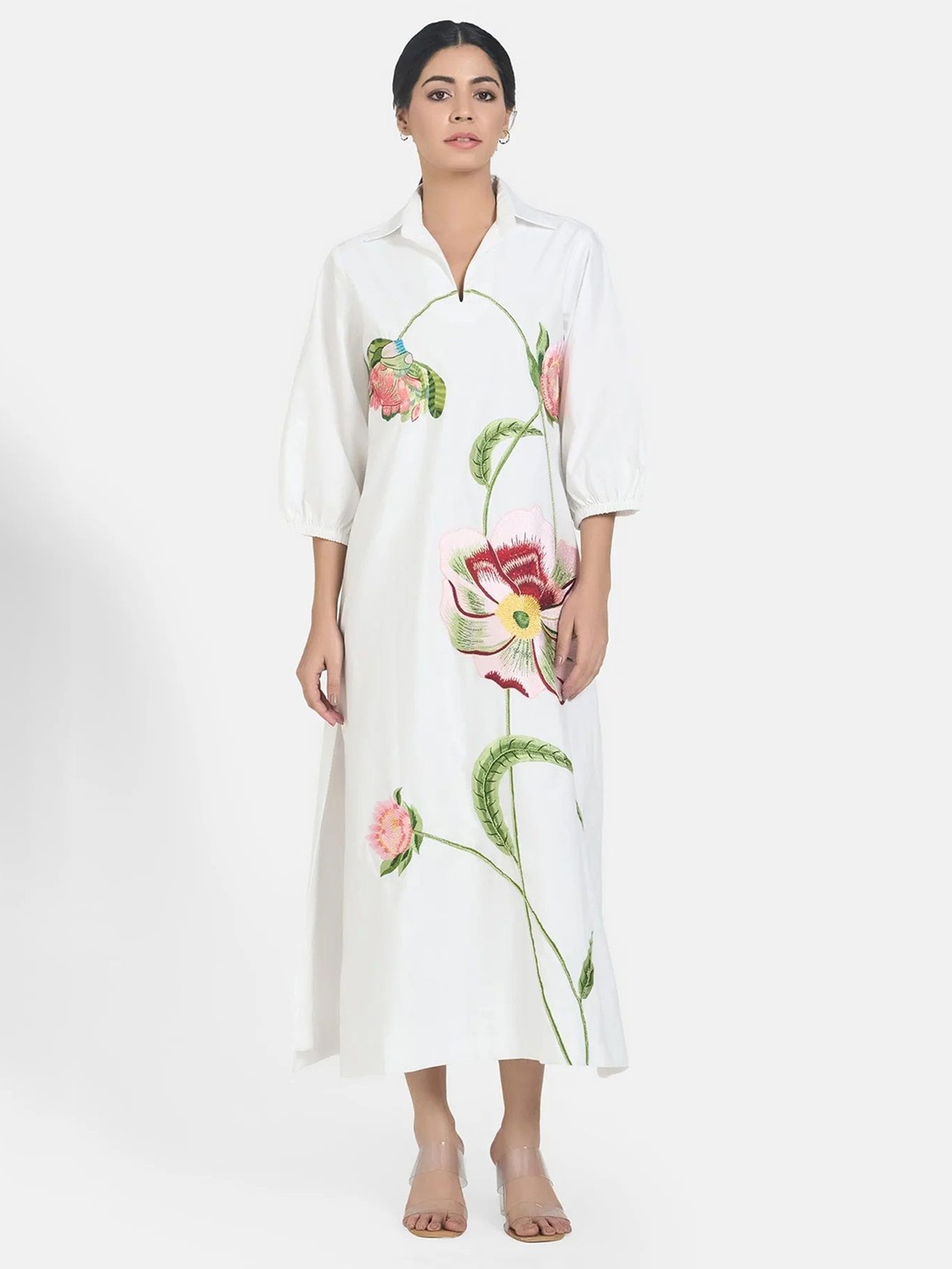 

BETRUE Women Tropical Sheath Dress, White