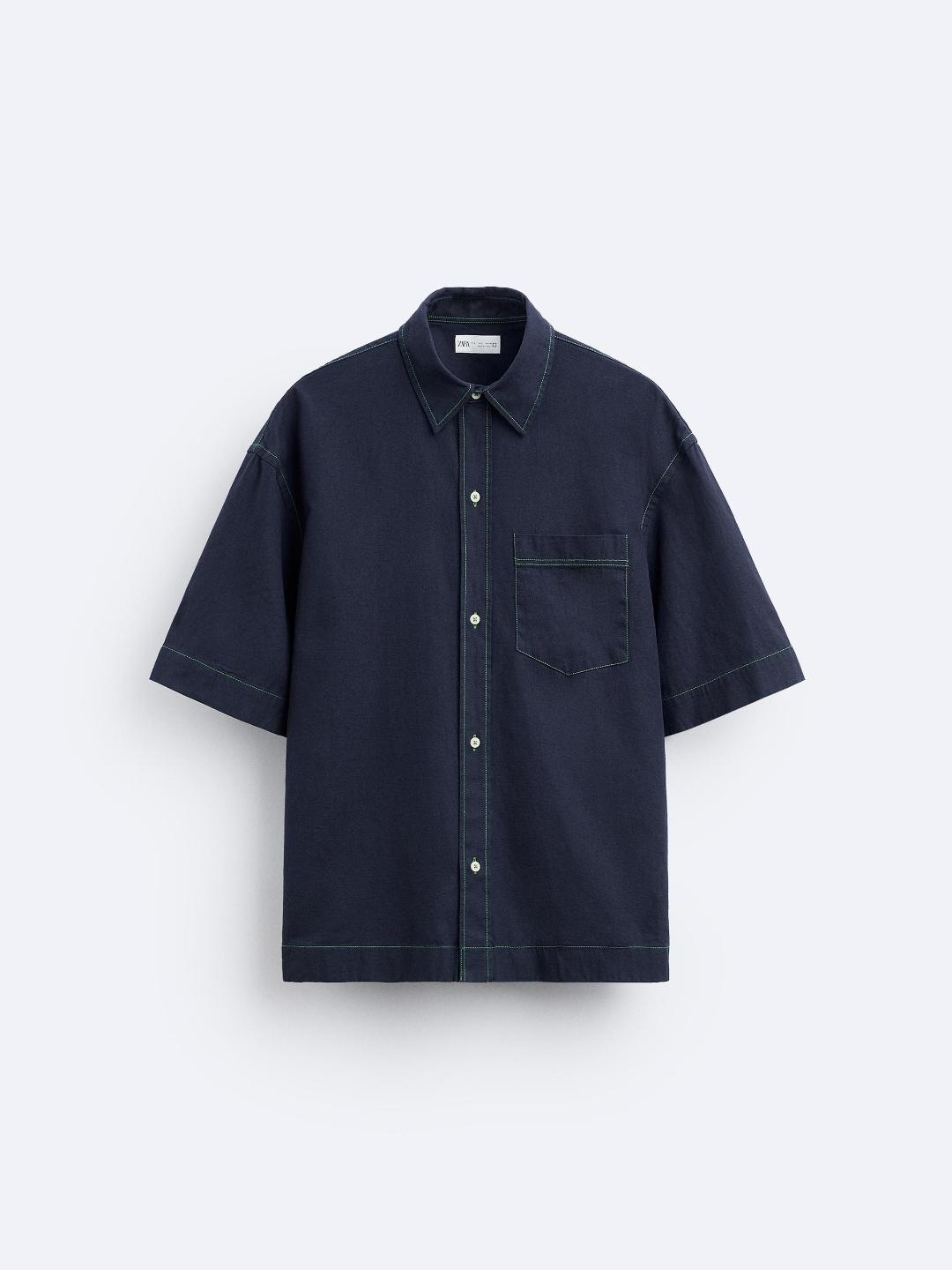 

ZARA Men Navy Blue Shirts