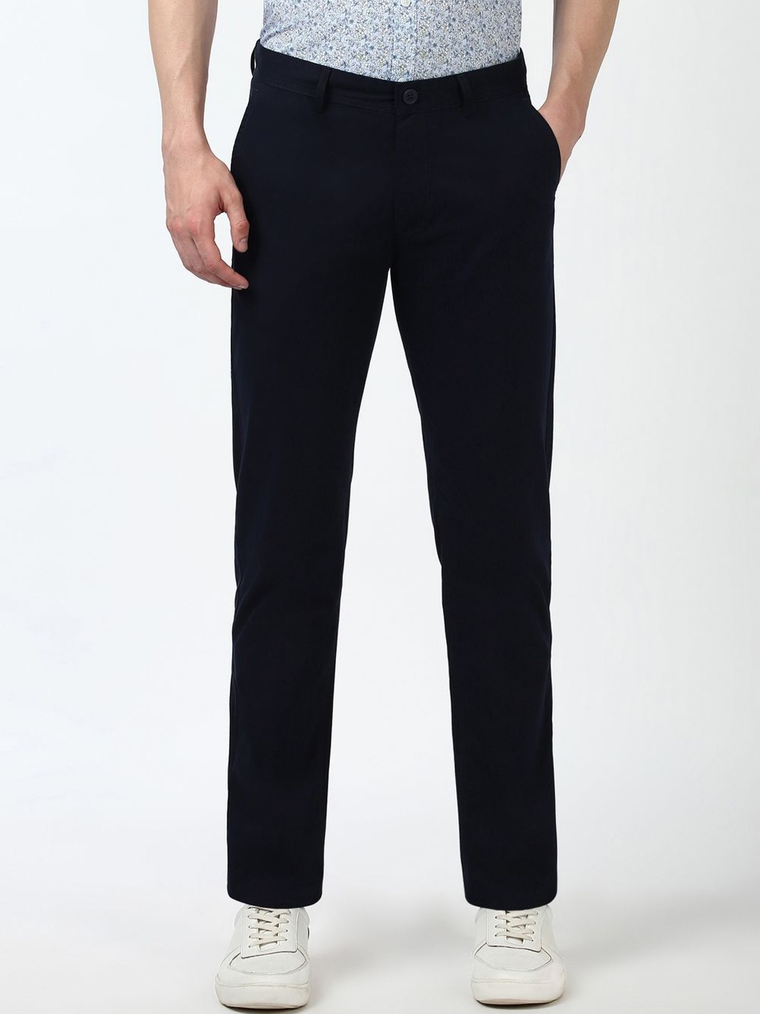 

Peter England Casuals Men Super Slim Fit Trousers, Navy blue