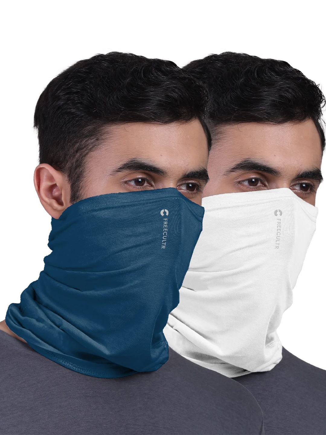 

FREECULTR Unisex Pack Of 2 Anti Microbial Multipurpose Bandana Headband, Blue