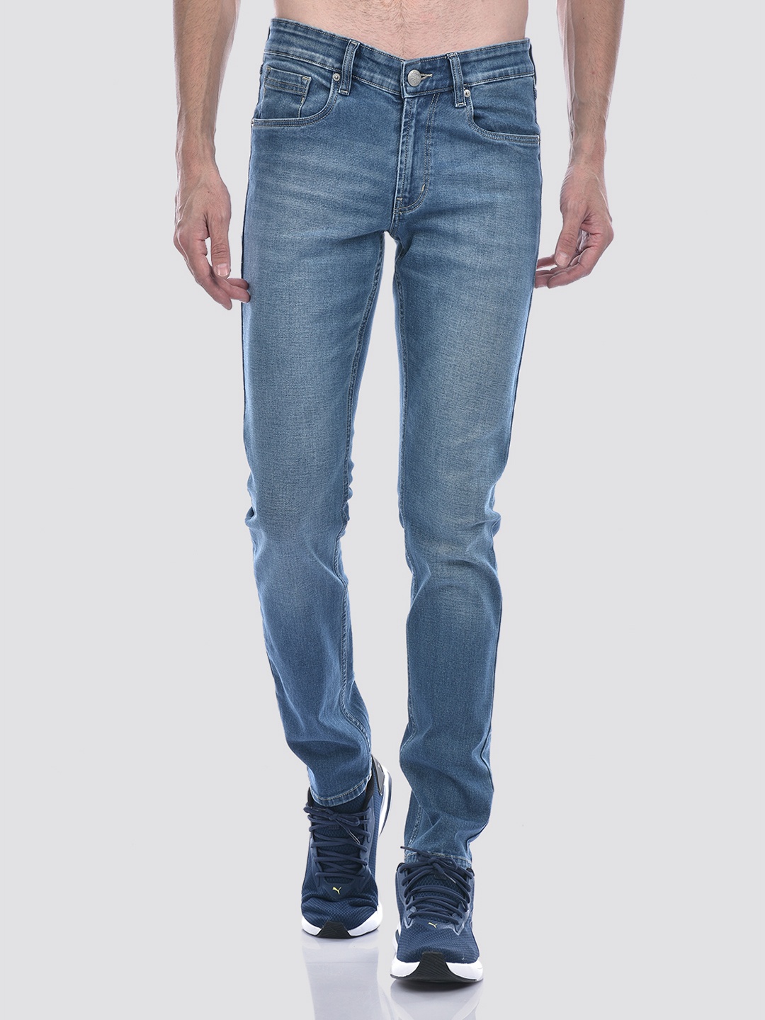 

Numero Uno Men Skinny Fit Mid-Rise Light Fade Stretchable Jeans, Blue