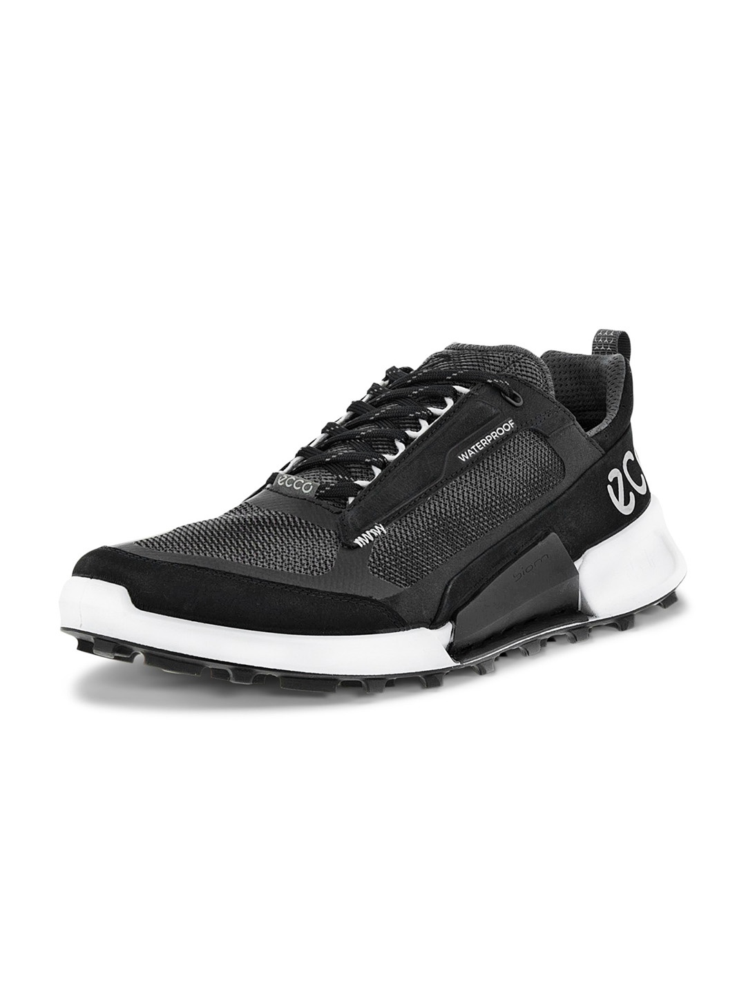 

ECCO Men Solid Round Toe Nubuck Sneakers, Black