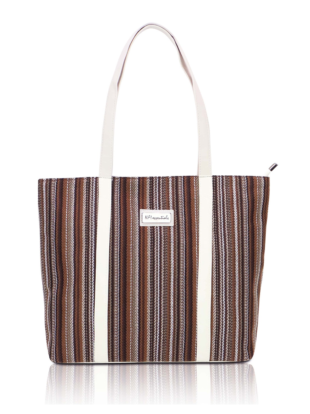 

NFI essentials Women Striped Tote Bag, Brown