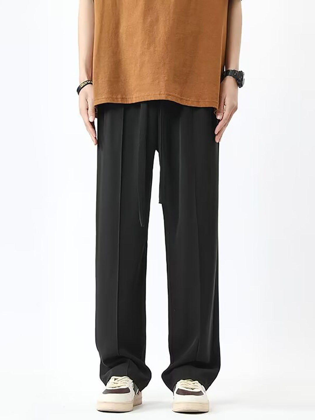 

StyleCast x Revolte Men Straight Fit Easy Wash Pleated Trousers, Black