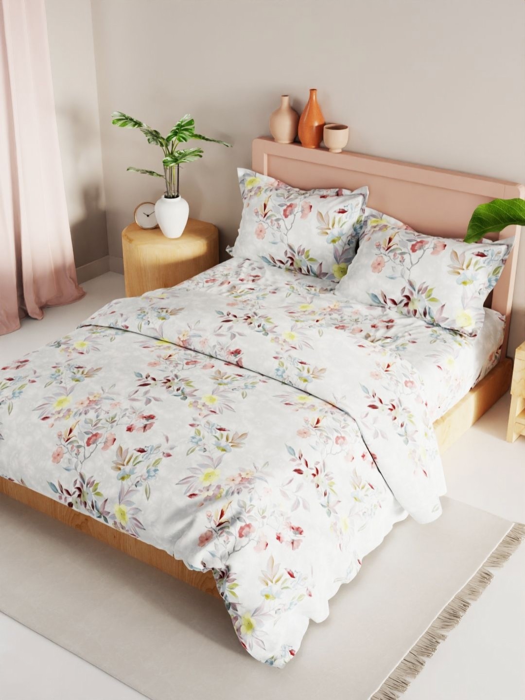 

KOPA Grey Floral Other 4 Piece Double King Regular Bedding Set