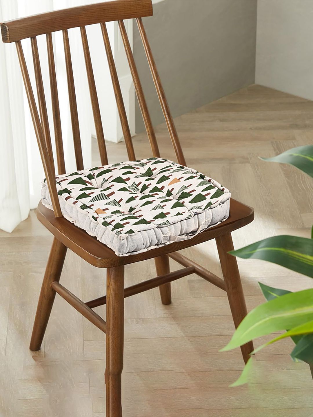 

Kuber Industries Green & White 6 Pieces Printed Cotton Chair Pads