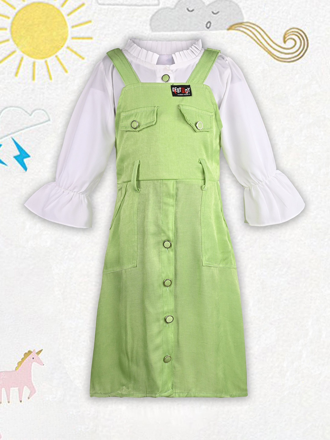 

Wish Karo Girls Solid Fit & Flare Dress, Green