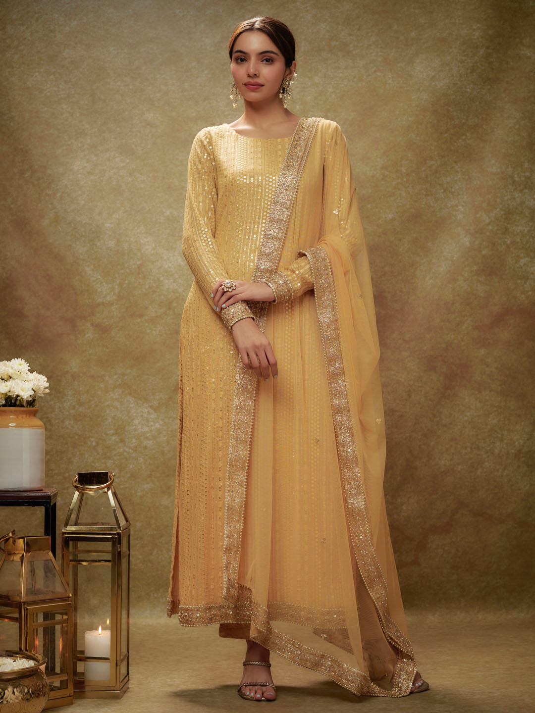 

Renee Label Women Sequinned Kurta, Gold