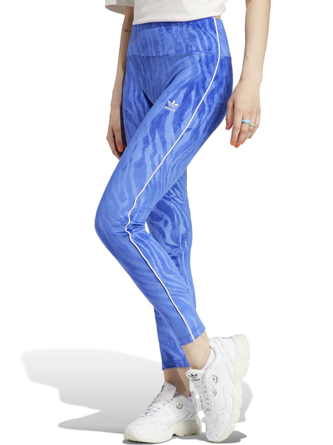 

ADIDAS Originals Women Printed High-Waisted Ankle-Length Tights, Blue