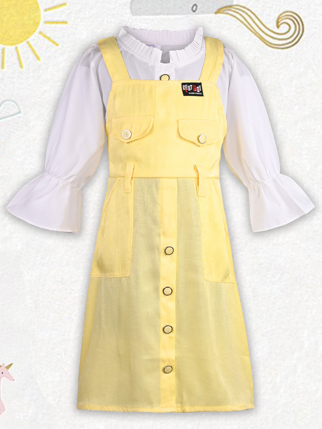 

Wish Karo Girls Satin Fit & Flare Dress, Yellow
