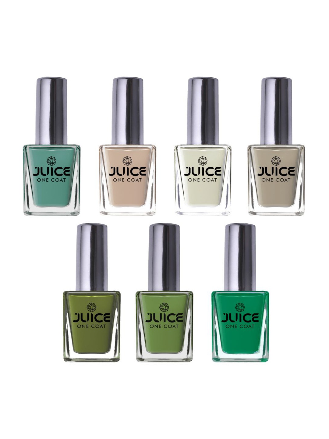 

JUICE Set Of 7 One Coat Long-Wearing Glossy Nail Polish - 11 ml Each, Green