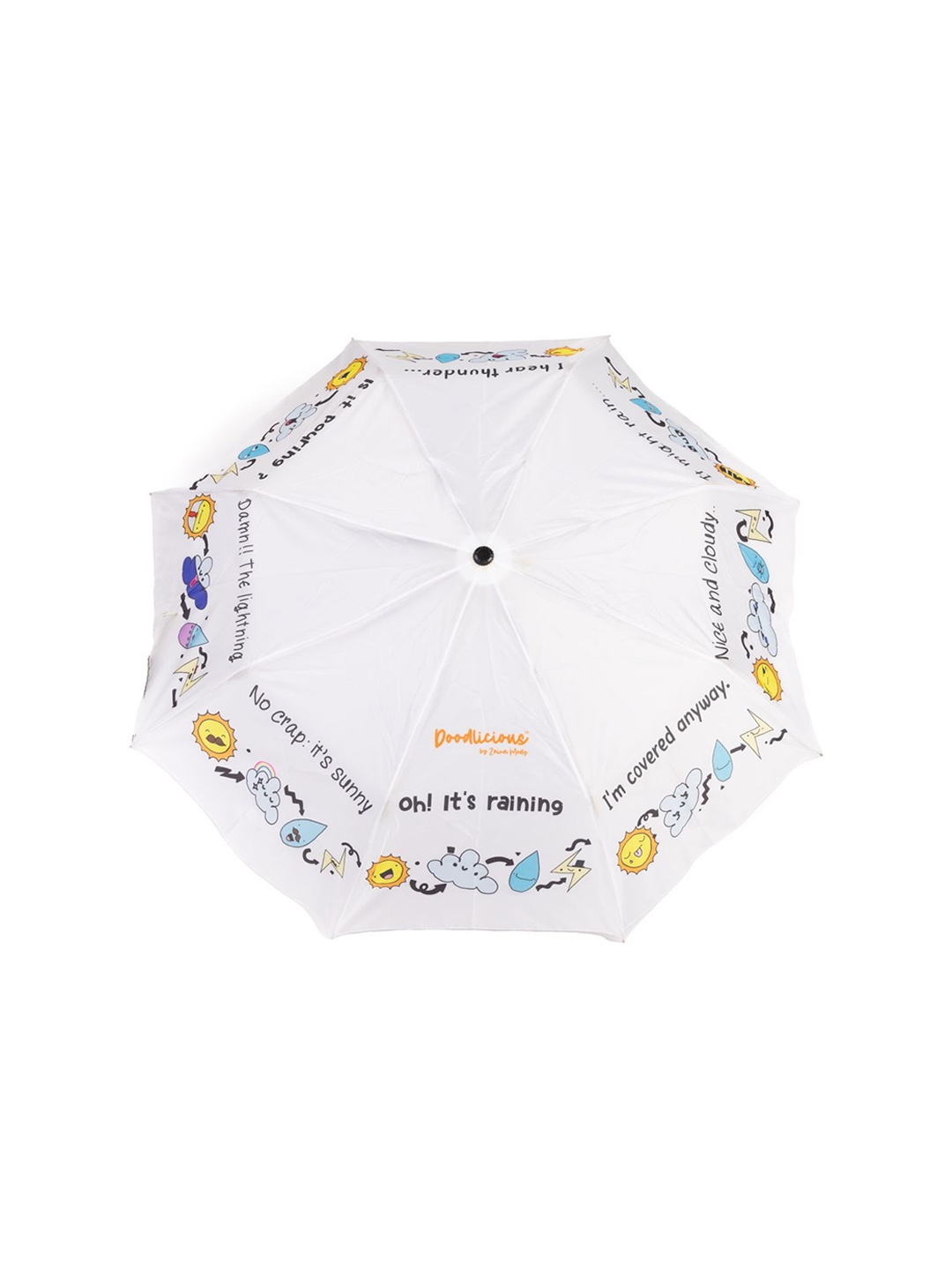 

Doodlicious Semi-Automatic 4 Fold Sun Cloud Rain Doodle Umbrellas, White