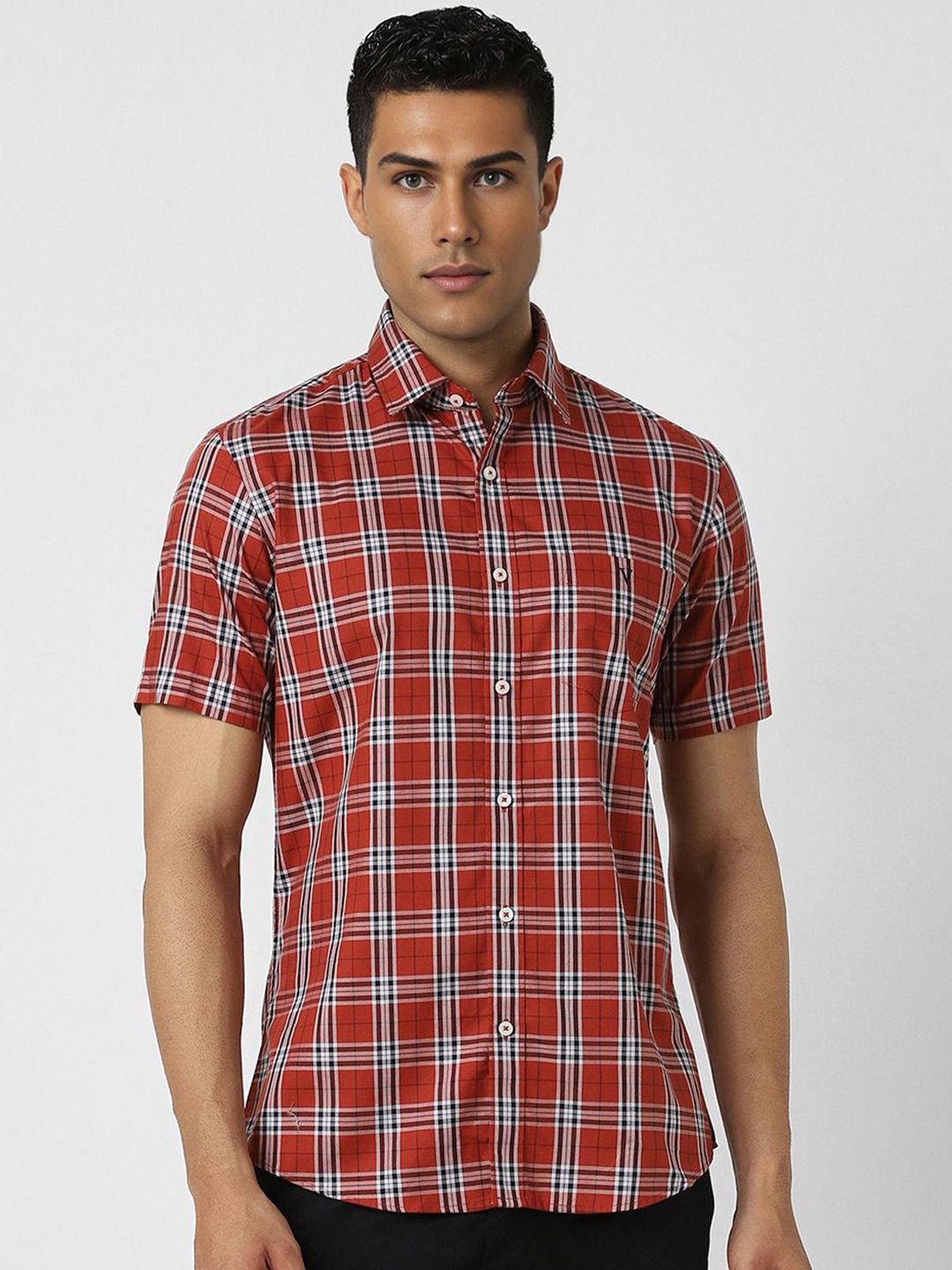 

Van Heusen Sport Men Slim Fit Opaque Checked Casual Shirt, Red