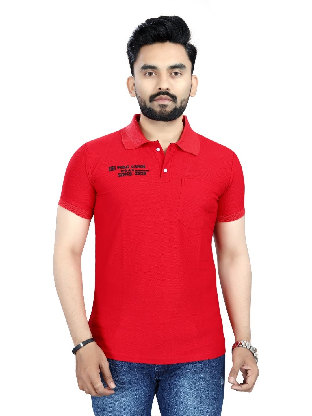 

DYRECTDEALS Men Solid Polo Collar T-shirt, Red