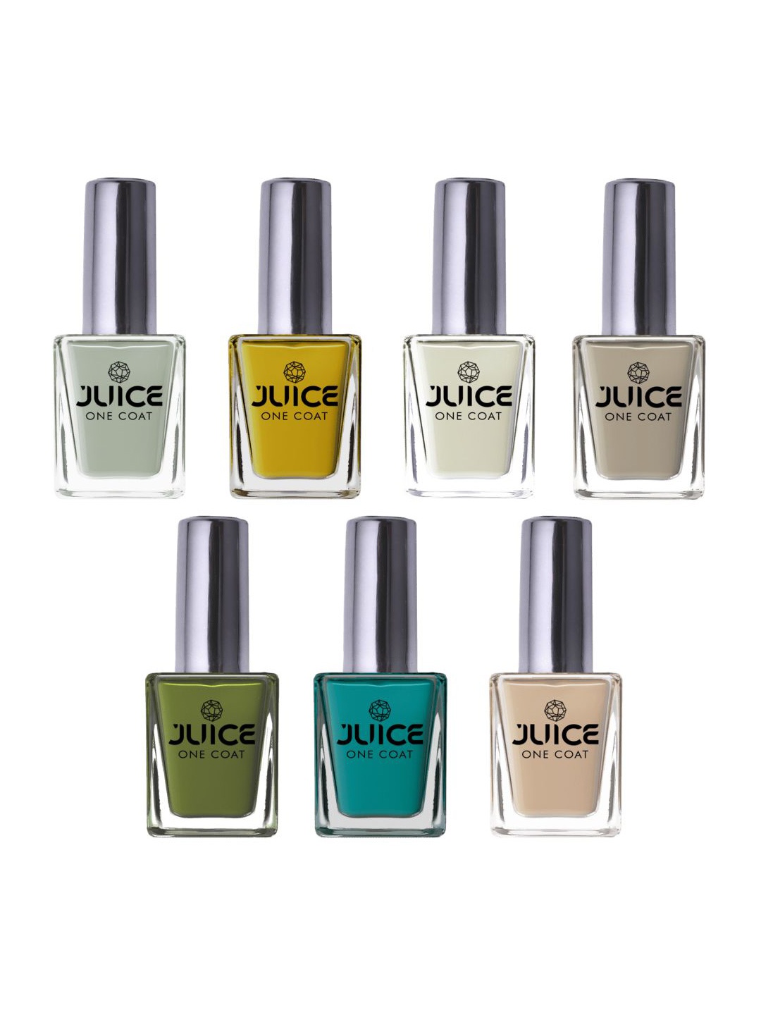 

JUICE Set Of 7 One Coat Long-Wearing Glossy Nail Polish - 11 ml Each, Green