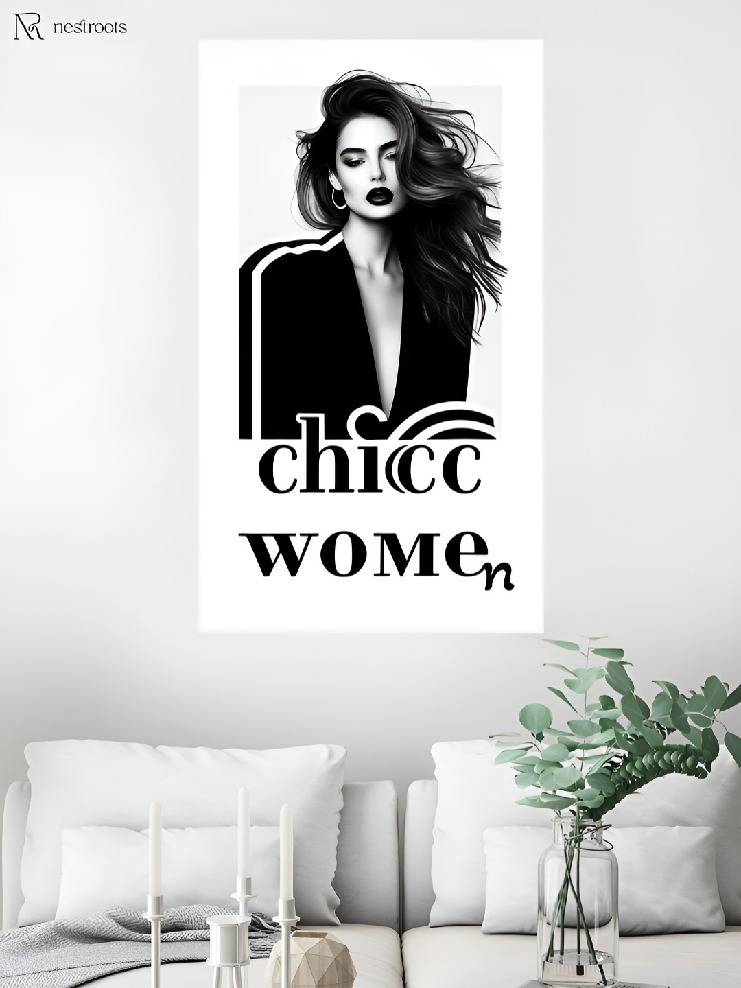 

nestroots White & Black Sophisticated Canvas Painting Wall Art