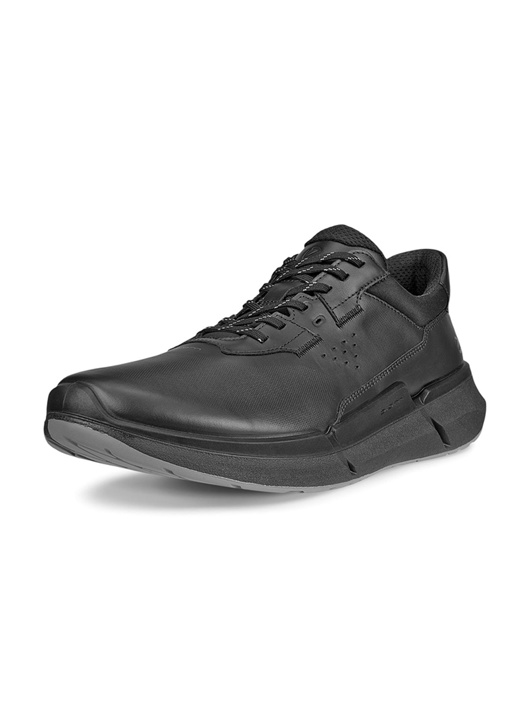 

ECCO Men Leather Round Toe Lace-Ups Sneakers, Black