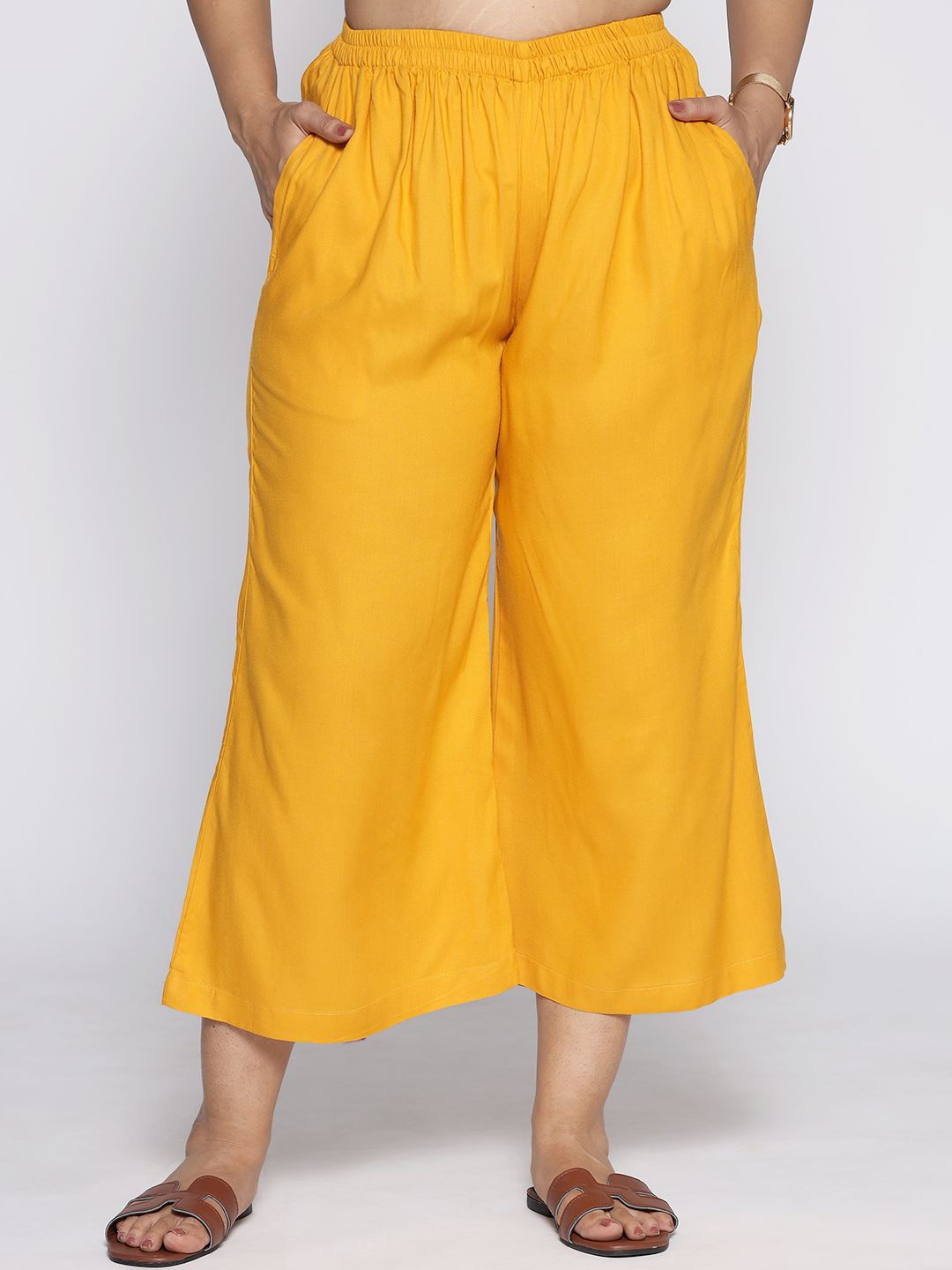 

LetsDressUp Straight Fit Palazzos, Mustard