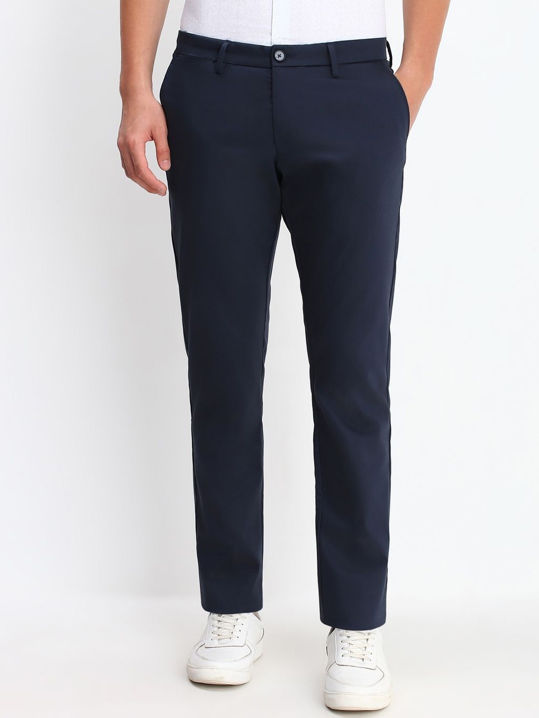 

Allen Solly Men Slim Fit Trousers, Navy blue