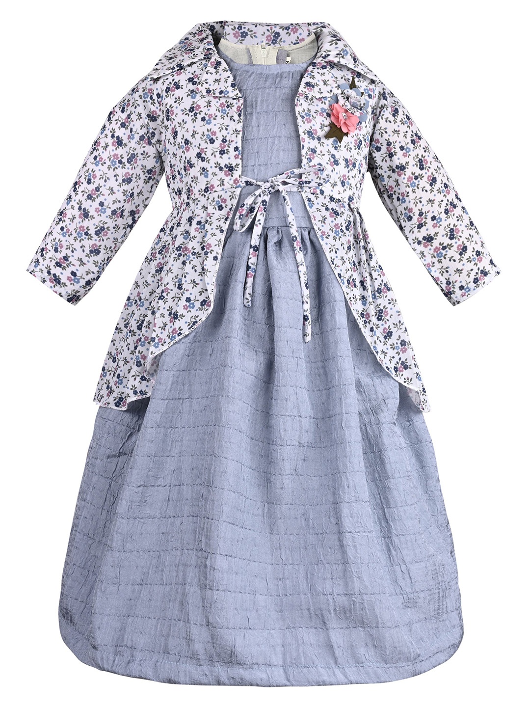 

Wish Karo Girls Print Satin Fit & Flare Dress, Blue