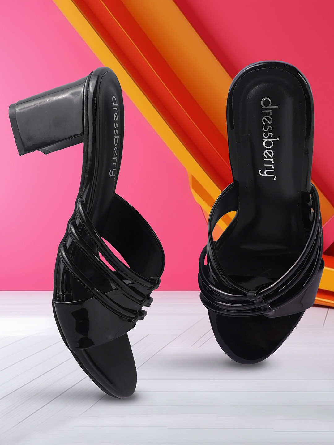 

DressBerry Block Mules with Tassels, Black