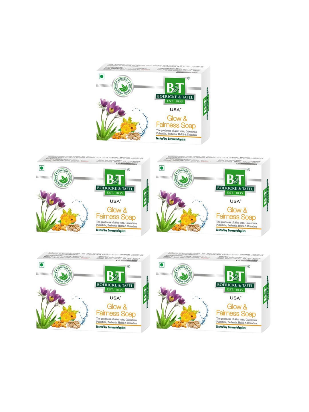 

BOERICKE & TAFEL Set Of 5 Glow & Fairness Soap With Haldi - 75 g Each, White