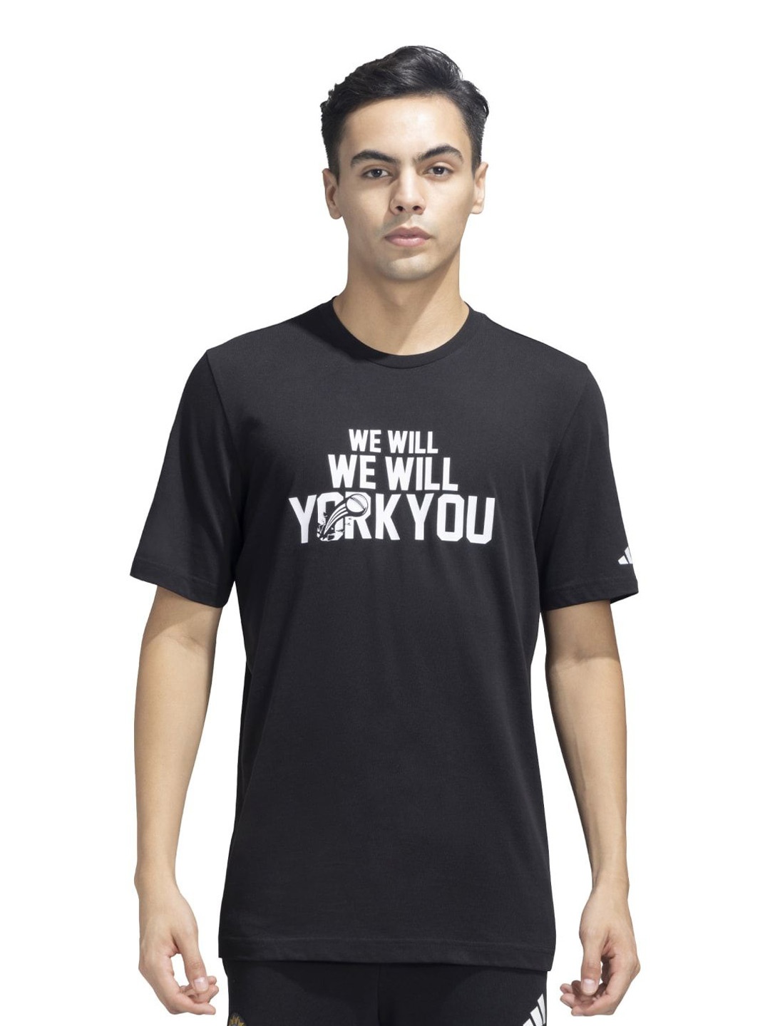 

ADIDAS Men Typography Printed Round Neck Cotton T-shirt, Black
