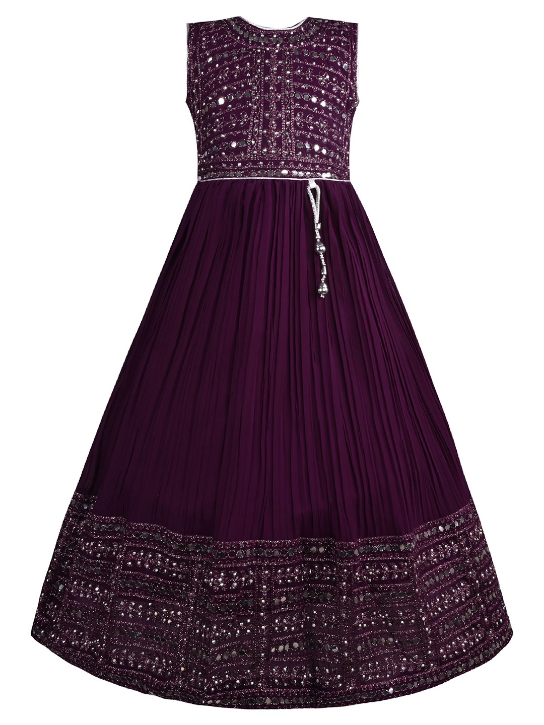 

Wish Karo Embellished Georgette Fit & Flare Dress, Purple