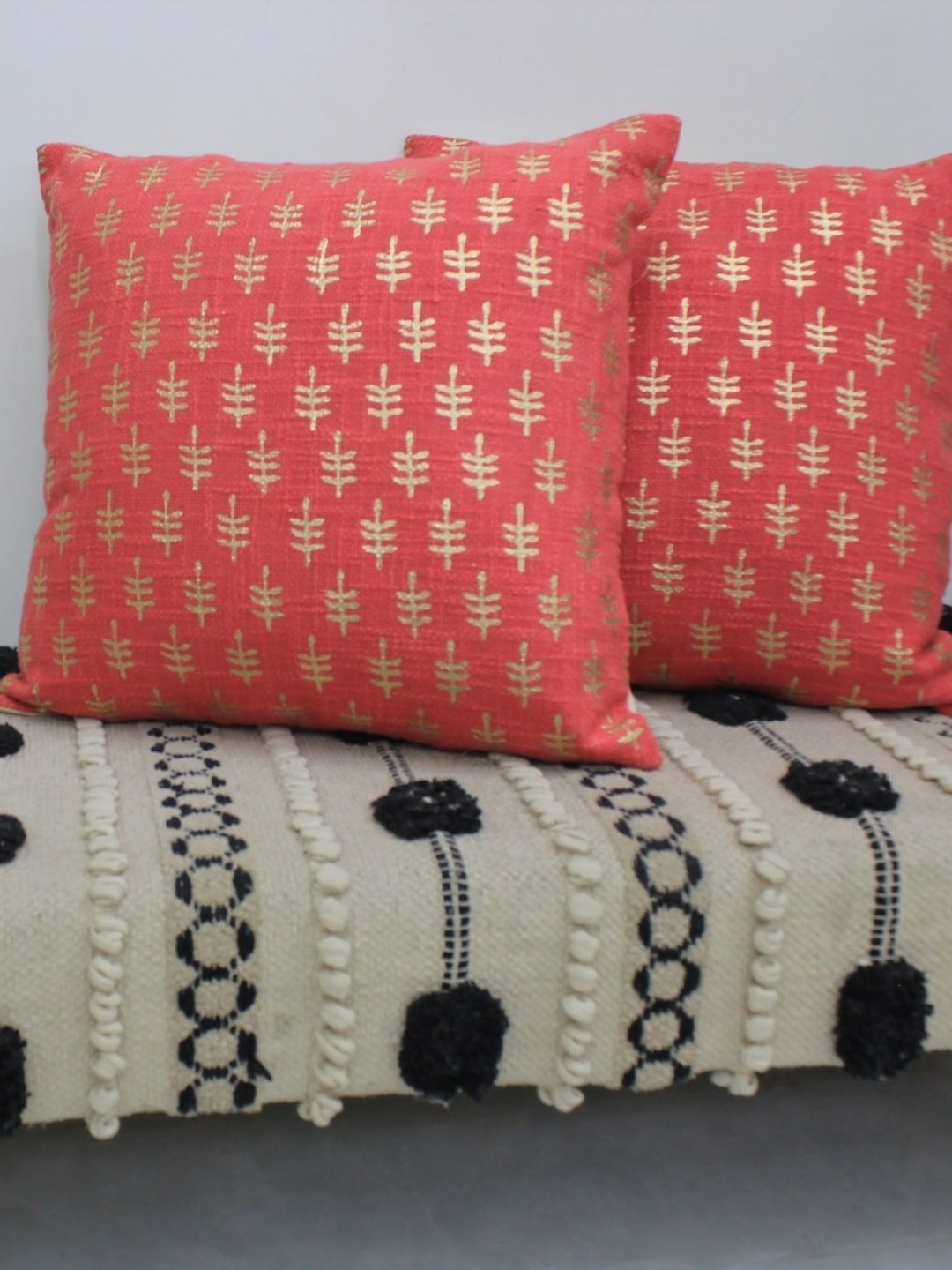 

Lyve Red & Gold-Toned 2 Pieces Ethnic Motifs Square Shaped Cushion Covers