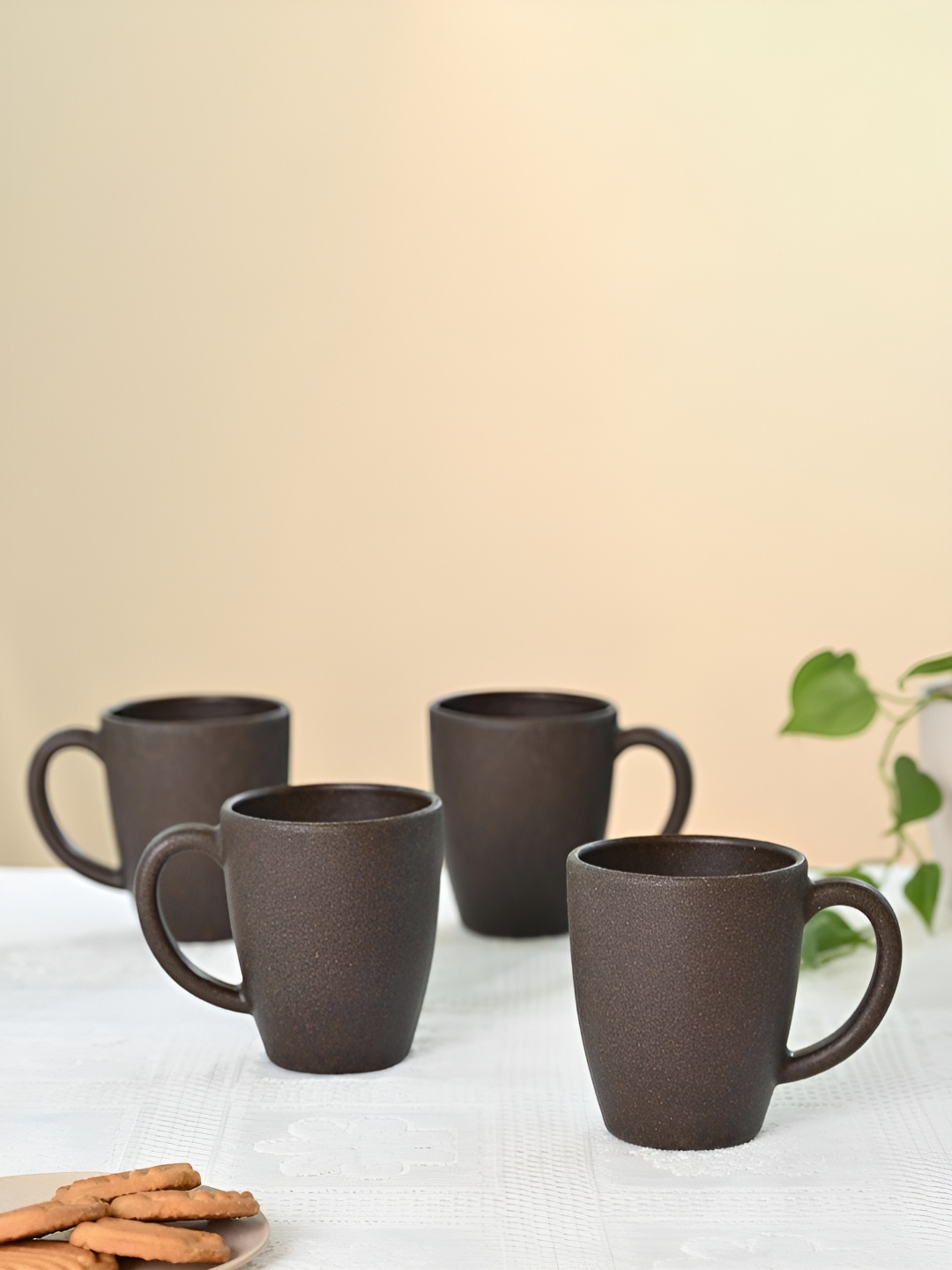 

eha Brown 4 Pieces Microwave Safe Coffee Mug 300ML