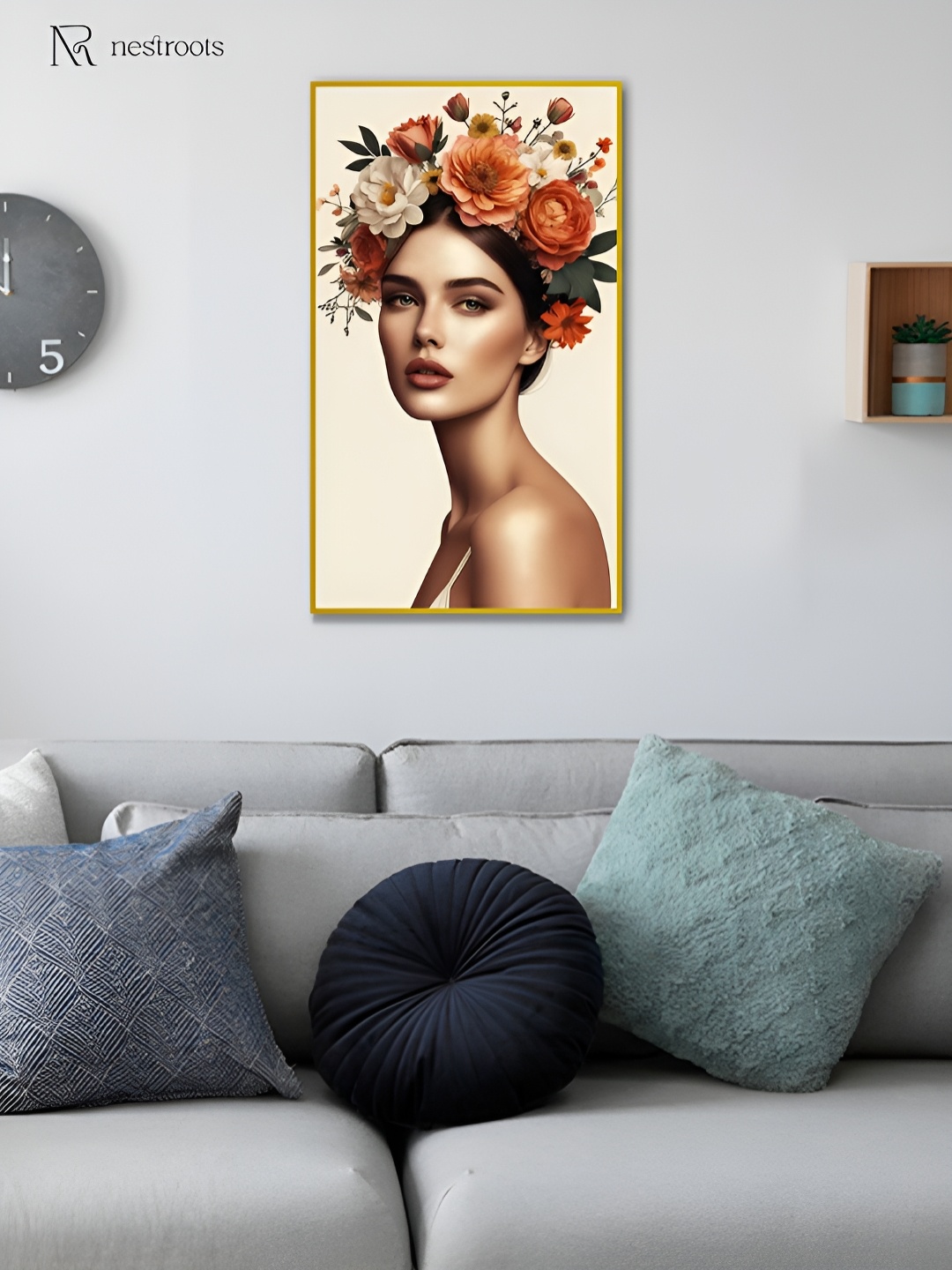 

nestroots Beige & Orange Floral Grace Beauty in Bloom Canvas Floral and Botanical Wall Art