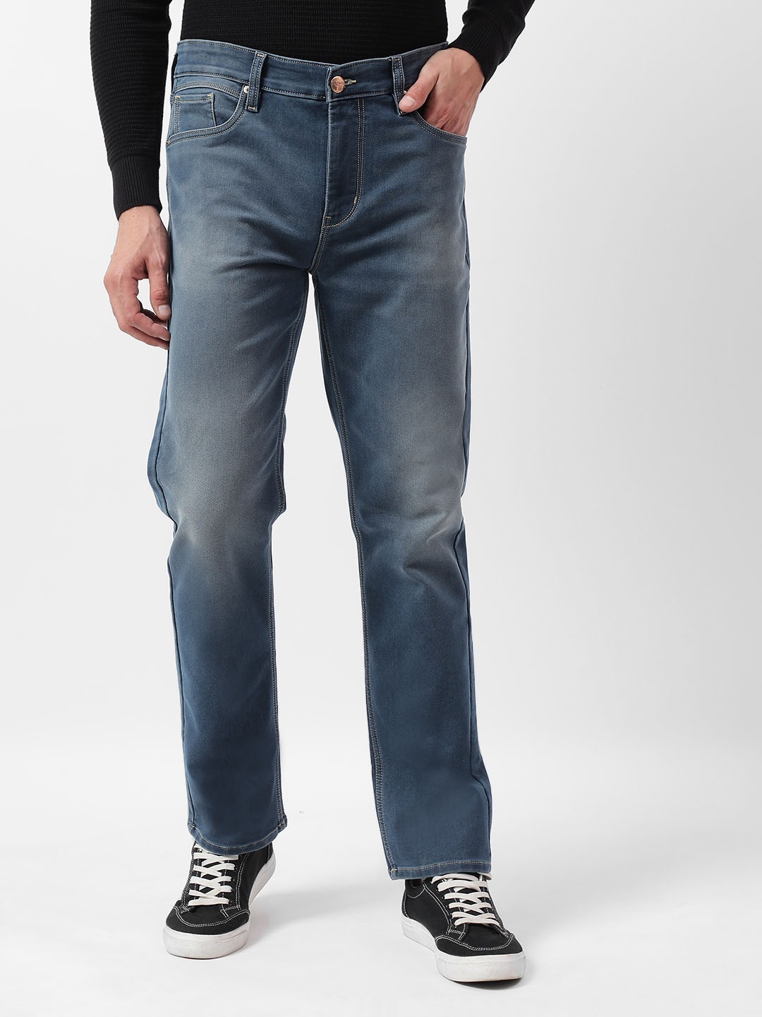 

Numero Uno Men Cotton Slim Fit Light Fade Stretchable Jeans, Blue