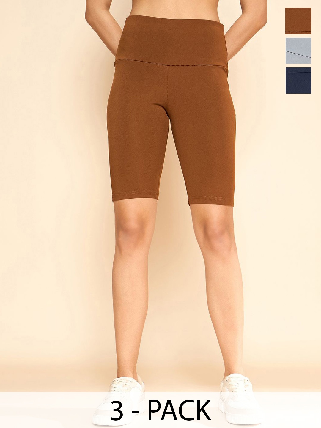 

COLOR CAPITAL Women Pack Of 3 High-Waisted Tights, Brown
