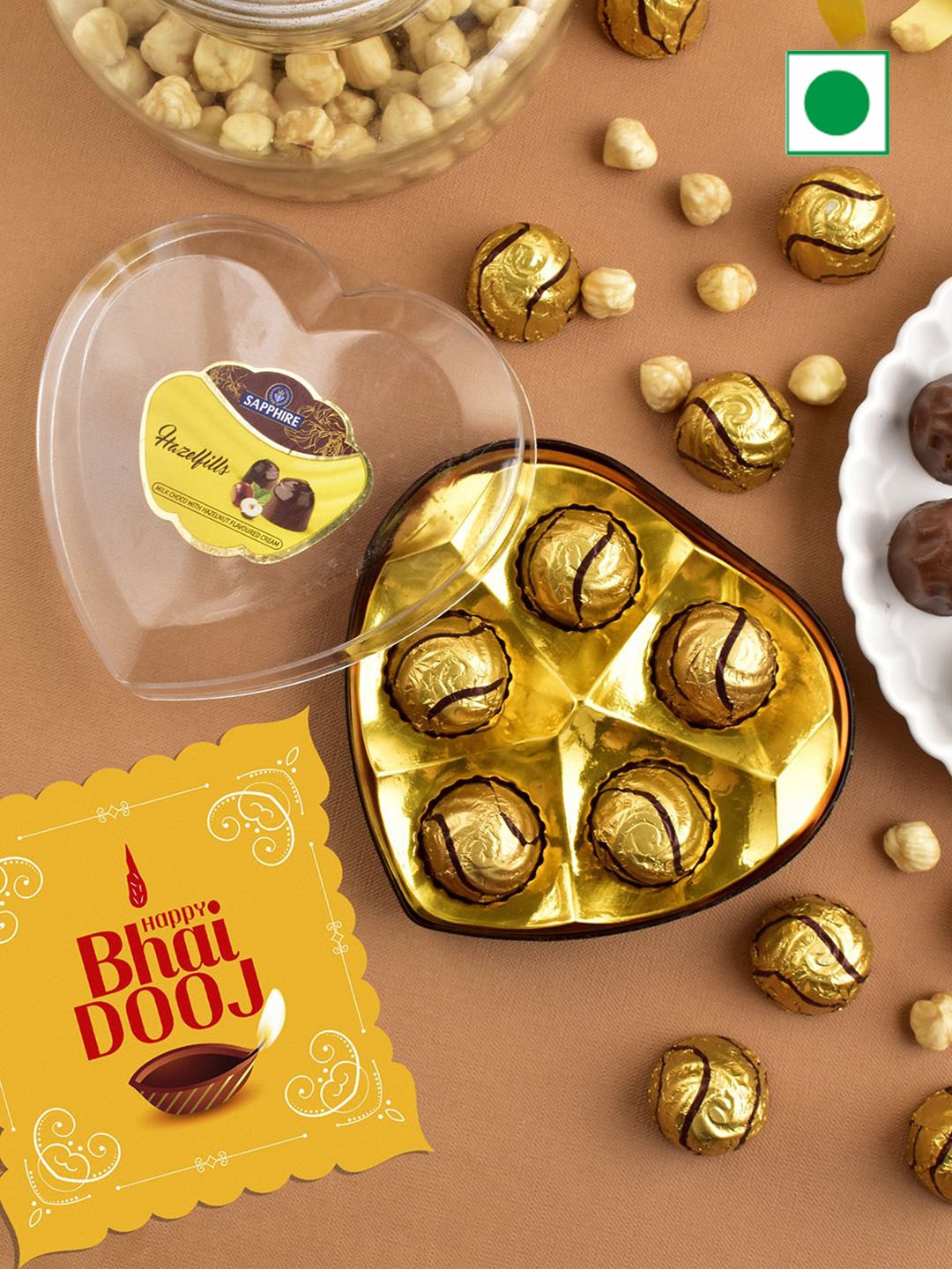 

Hyperfoods Sapphire Hazelfills Chocolates Bhai Dooj Gift Box - 70 g, Brown