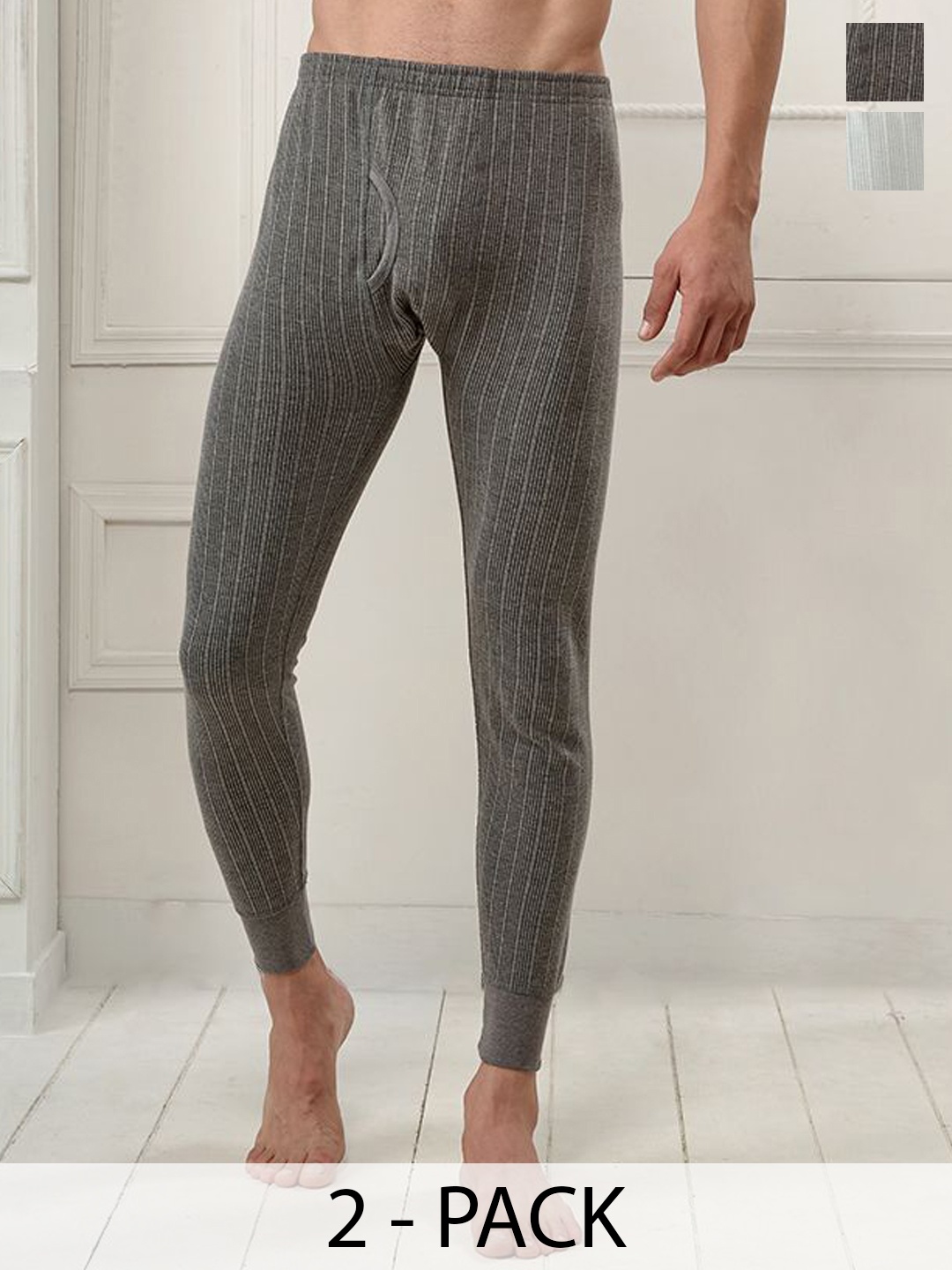 

INFERNO Pack Of 2 Men Polycotton Thermal Trouser, White