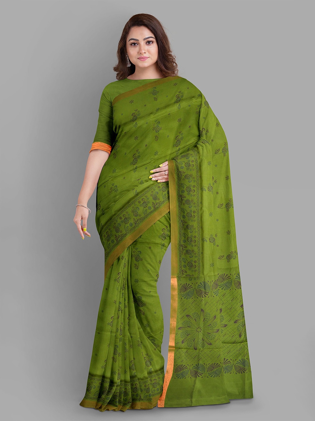 

The Chennai Silks Paisley Zari Kovai Saree, Green