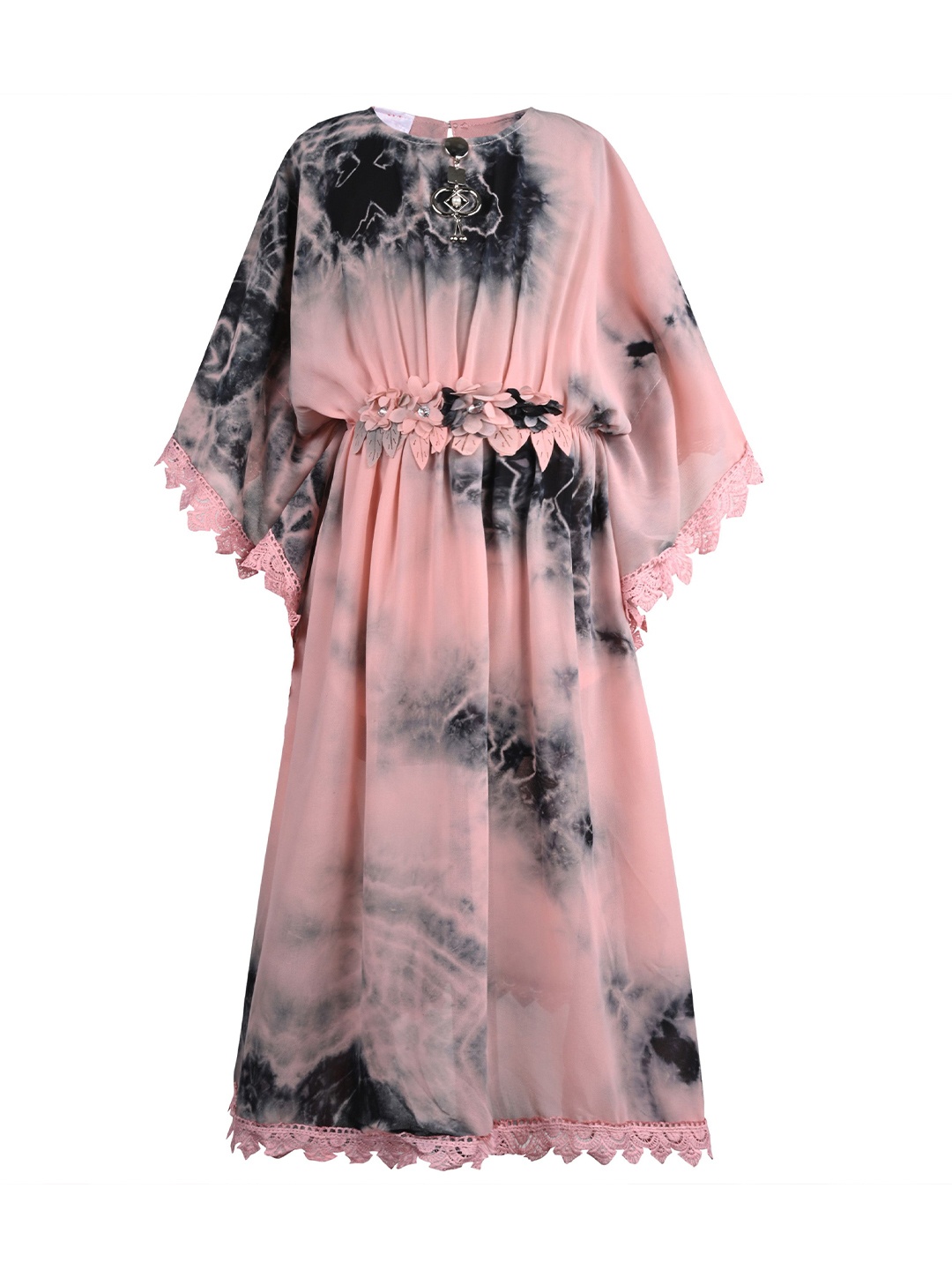 

Wish Karo Girls Printed Round Neck Kaftan Dress, Peach