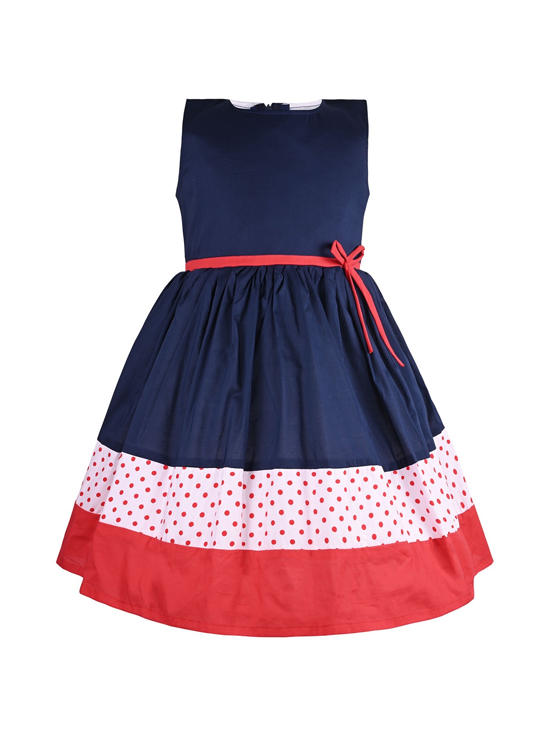 

Wish Karo Polka Dot Print Fit & Flare Dress, Navy blue