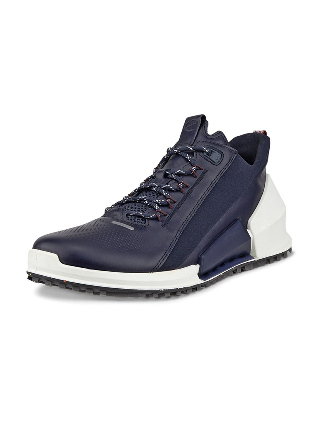 

ECCO Men Solid Round Toe Leather Sneakers, Navy blue