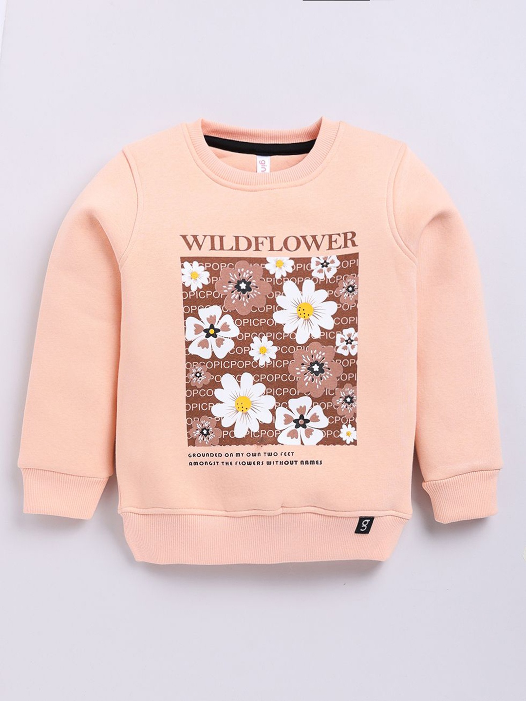 

Ginie Boys Floral Printed Round Neck Cotton Pullover Sweatshirt, Peach