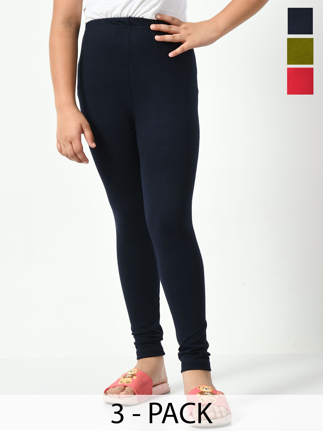 

KAYU Girls Pack Of 3 Ankle-Length Leggings, Red