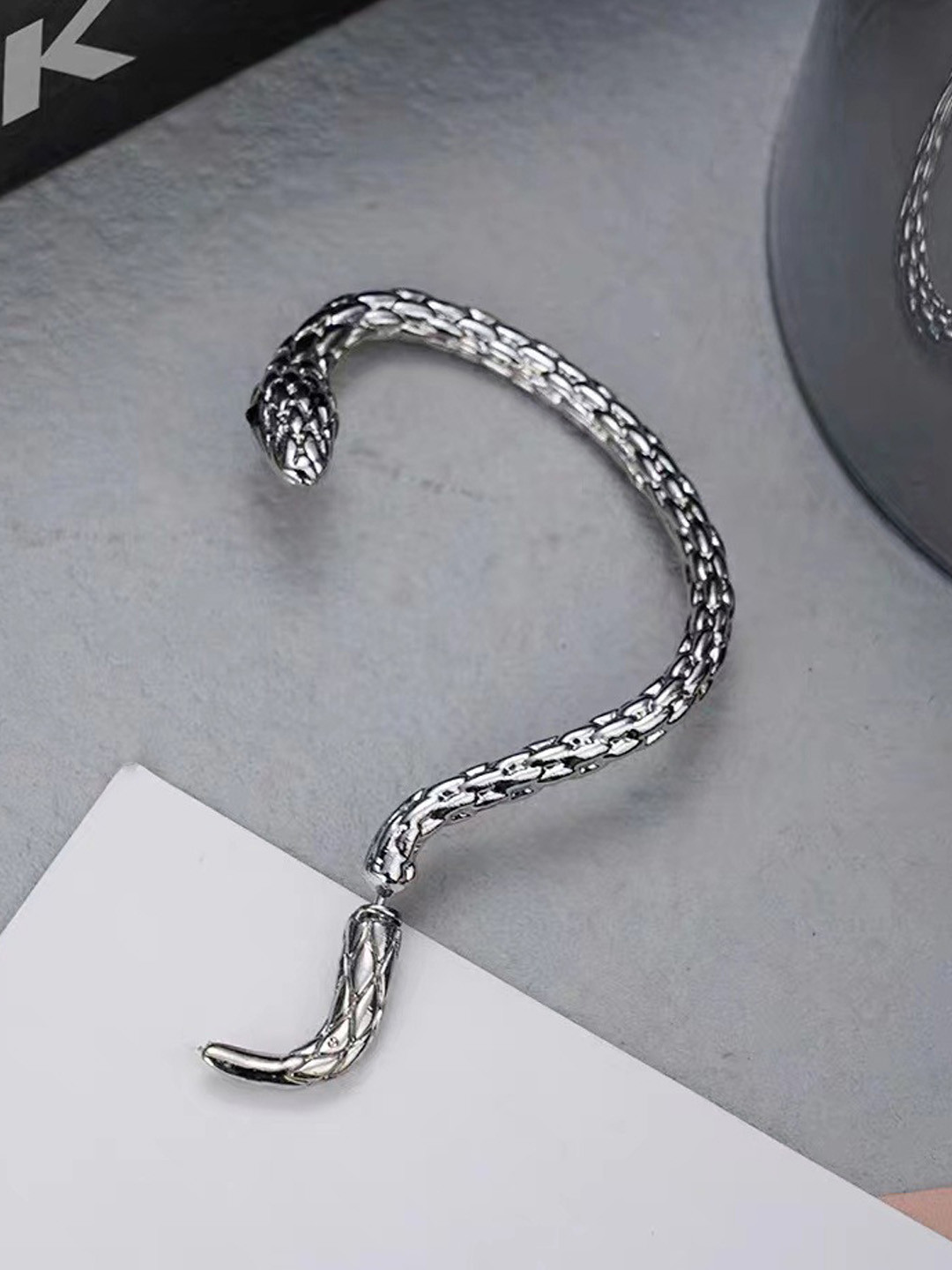 

VAGHBHATT Silver Plated Snake Shaped Ear Cuff Earrings